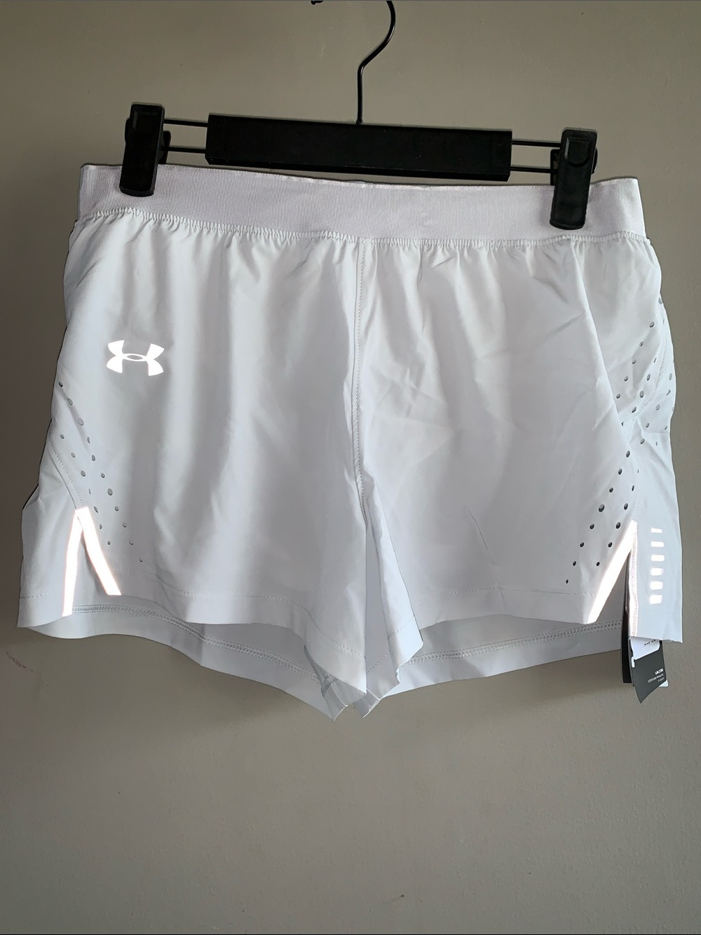 Under Armour Light Gray Women's Athletic Running Shorts with Reflective Details